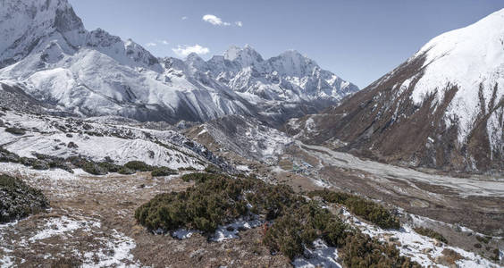 Pheriche 河谷和喜马拉雅山顶