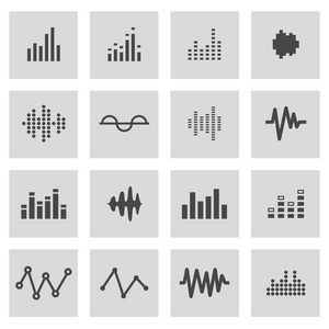 矢量线音乐声波图标集图片
