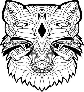 狐狸头模式。单色墨迹绘图