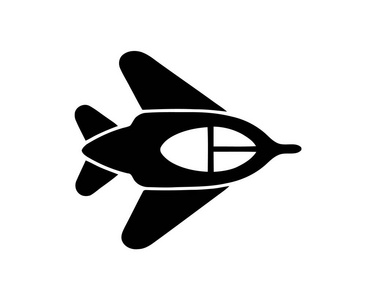 飞行航空矢量图标。飞机黑色剪影在天空。飞机飞行航空和航空器例证