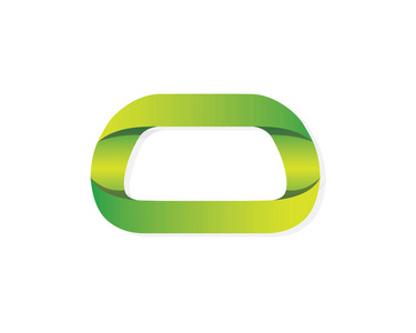 现代绿色金属丝带 O 字母字母符号, 适合技术可再生能源行业金融创意营销等数字业务相关公司
