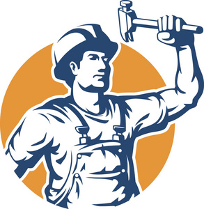 建筑工人剪影矢量照片