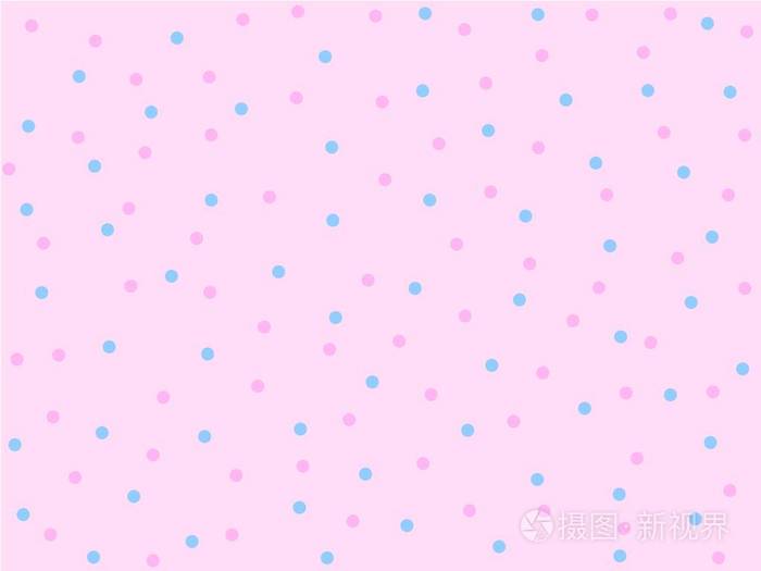 粉红色和蓝色点的无缝图案 粉红色和蓝色点在淡粉色背景 不是有序图案 甜风格图案 可爱的图案矢量礼品包装纸桌布 或窗帘插画 正版商用图片0gceu8 摄图新视界