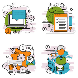 一组电子邮件的大纲图标.