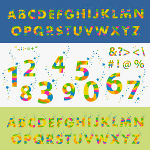 向量的程式化的彩色字体和字母