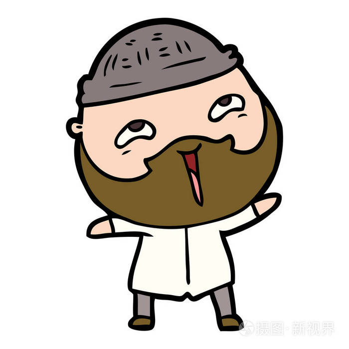 卡通快乐的大胡子的男人