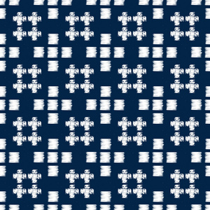 抽象靛蓝 shibori 无缝矢量图案与马赛克