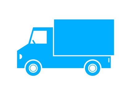 白色背景上的蓝色卡车图标