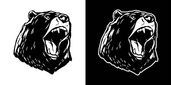 熊北极熊矢量图标头插图字符卡通