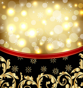 圣诞节装饰金色背景或假日包装图片