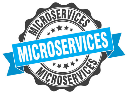 microservices 邮票。标志。密封