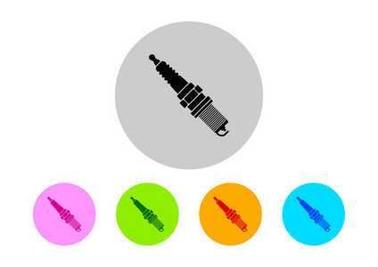 白色背景上的多彩汽车火花塞图标