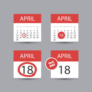 一套美国税天图标日历设计模板 2017