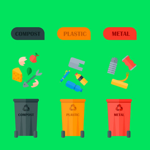 不同回收垃圾分类处理处理改造垃圾利用图标矢量图