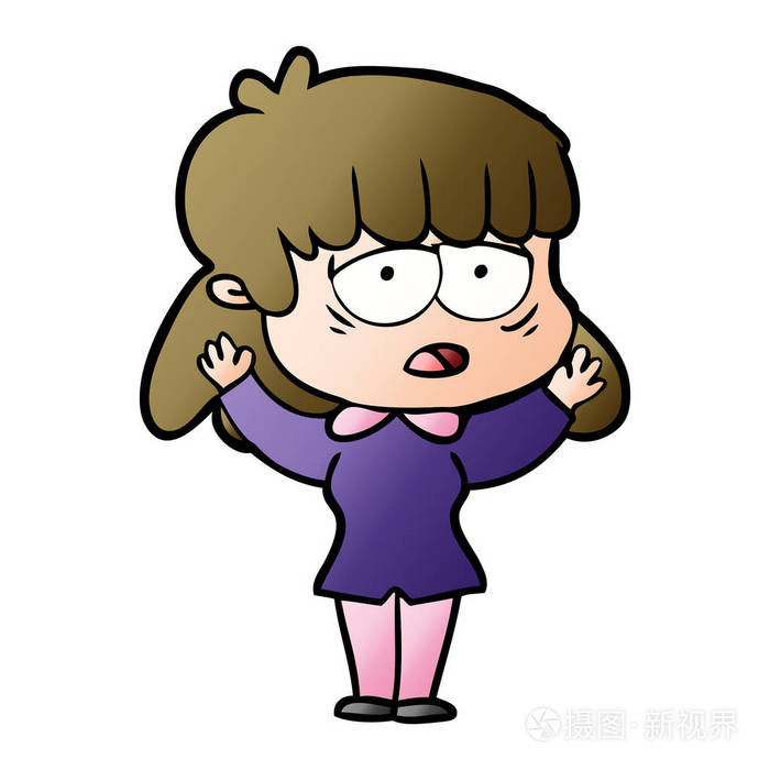 卡通疲惫女性的矢量插图