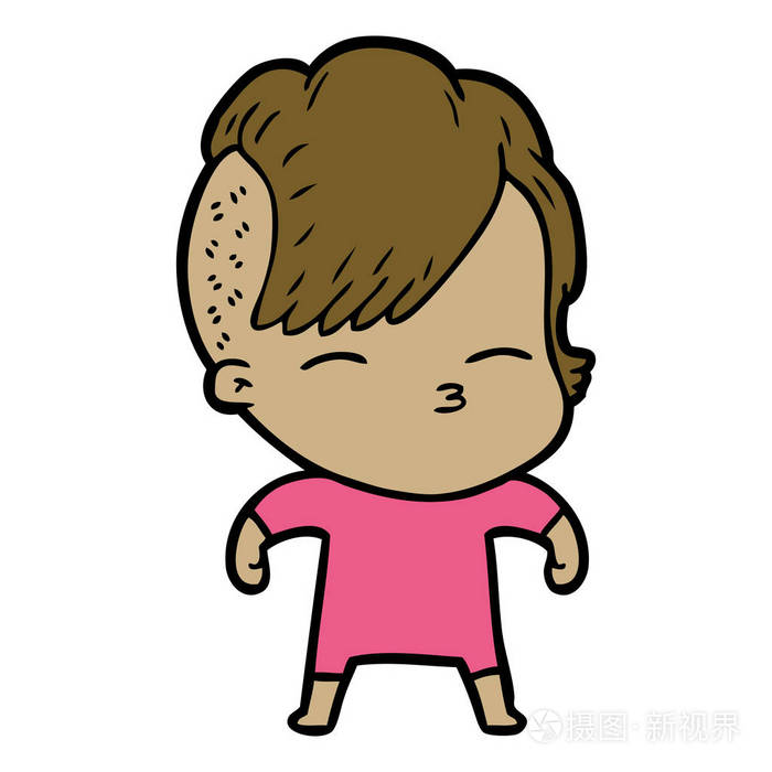 卡通斜视女孩的矢量插画