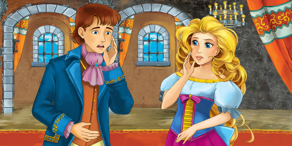 卡通童话场景王子与公主