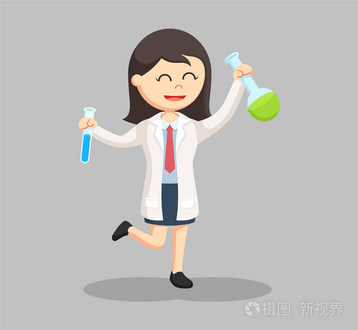 抱着两个试管的女科学家插画-正版商用图片0gdaol-摄图新视界
