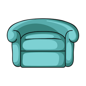 在白色背景上孤立的卡通风格的扶手椅图标。家具和家居室内符号股票矢量图