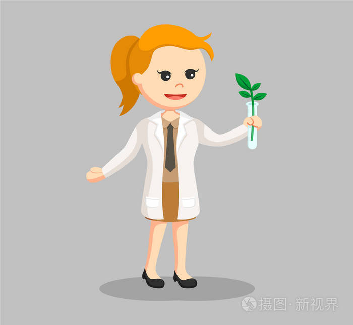 女科学家实验与植物插画