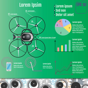 无人机技术设计 矢量图。信息图表概念