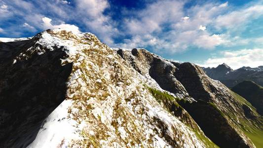 在 3d 渲染的阿尔卑斯山的高山景观