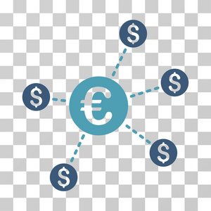 货币网络节点矢量图标图片