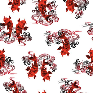 鱼变形图案设计日式鲤鱼图案照片