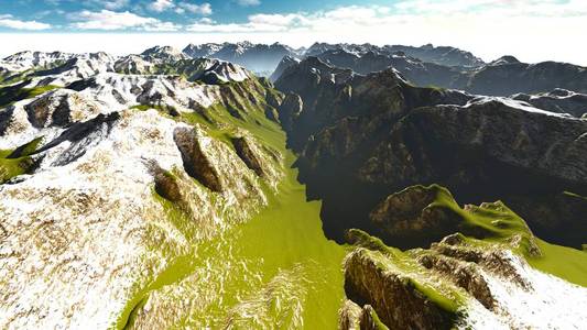 在 3d 渲染的阿尔卑斯山的高山景观