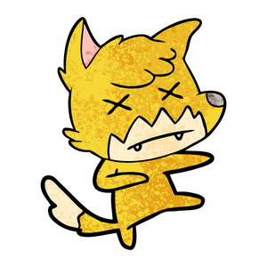 卡通死狐狸的矢量插图照片