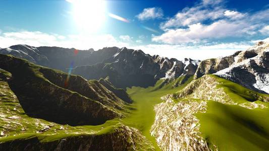 在 3d 渲染的阿尔卑斯山的高山景观