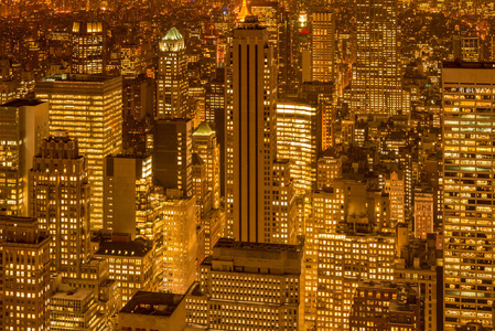 在日落的纽约曼哈顿夜景