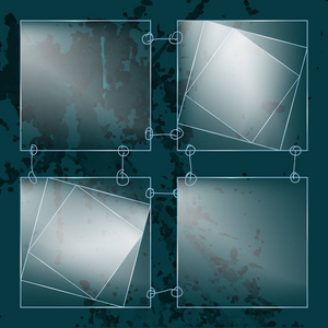 四个抽象的透明玻璃方块