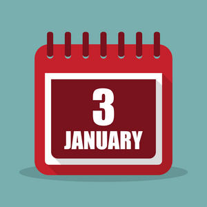 1 月 3 日在平面设计中的日历。矢量图