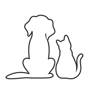 白色背景下的狗和猫的轮廓