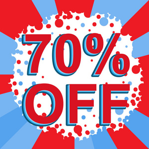 红色和蓝色出售海报与文本 70%.横幅广告照片