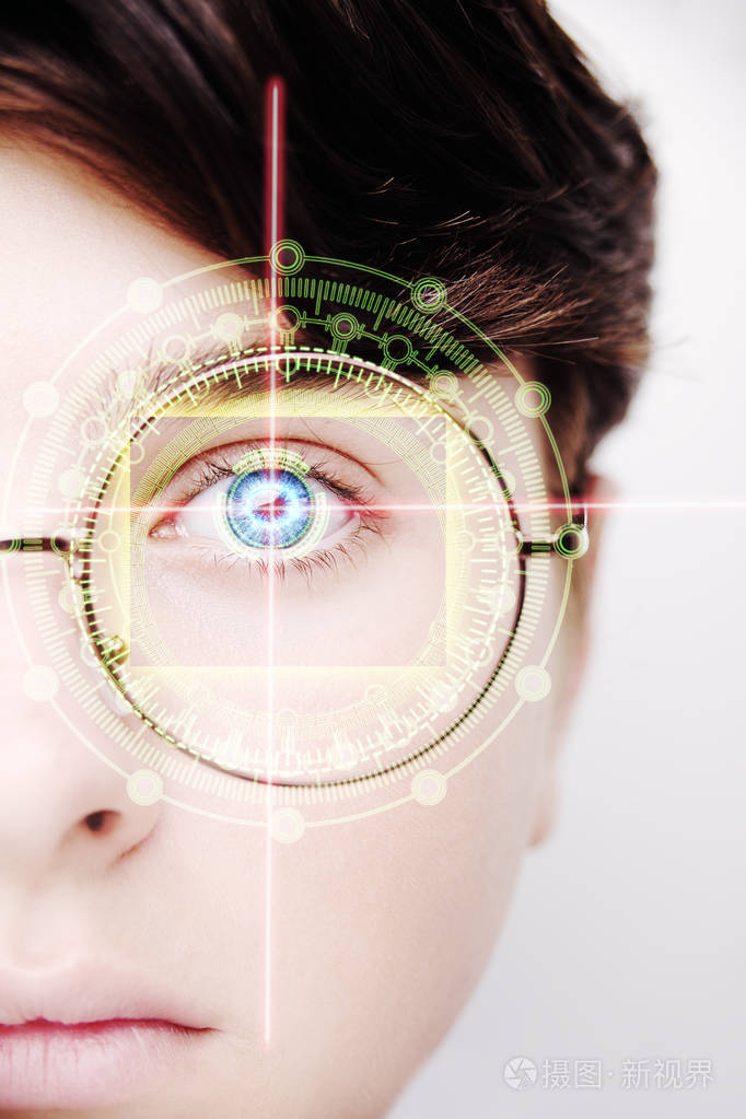 抽象的眼睛与数字圈子.未来视觉科学与识别概念