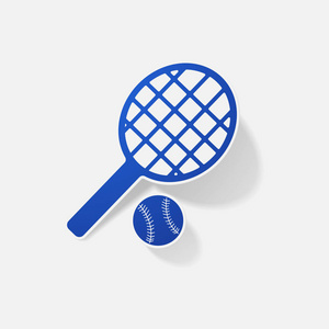 不干胶标签纸制品现实元素设计插图网球球
