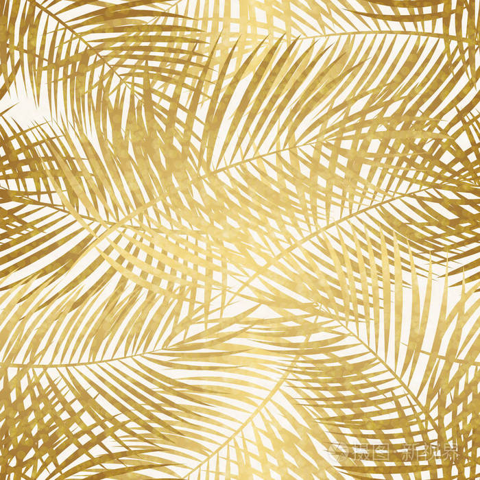 棕榈叶矢量无缝图案背景图