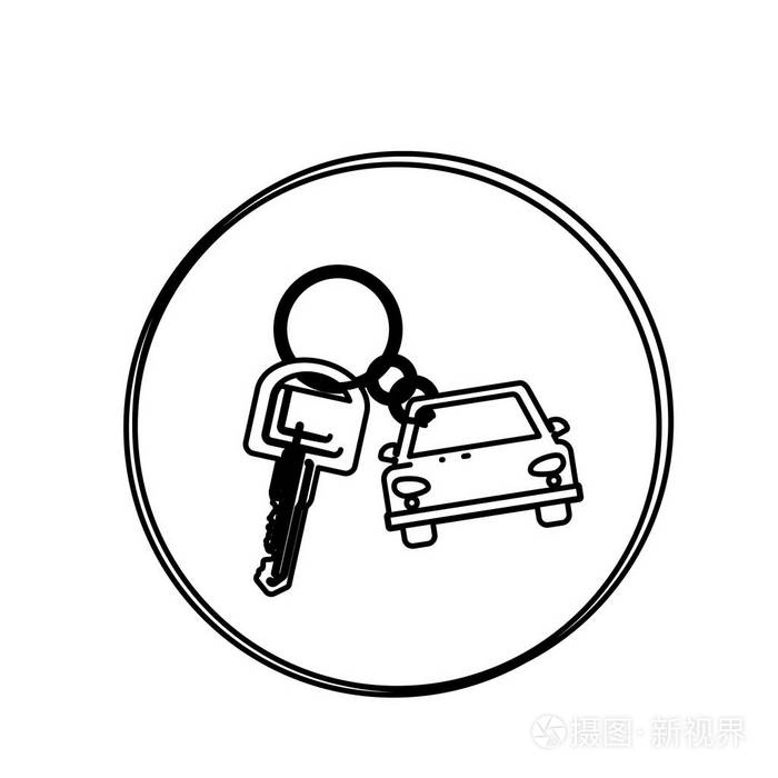 剪影圆形盖车钥匙串图标插画-正版商用图片0ge126-摄图新视界
