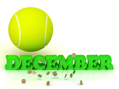 12 月，亮绿色字母 网球 黄金货币
