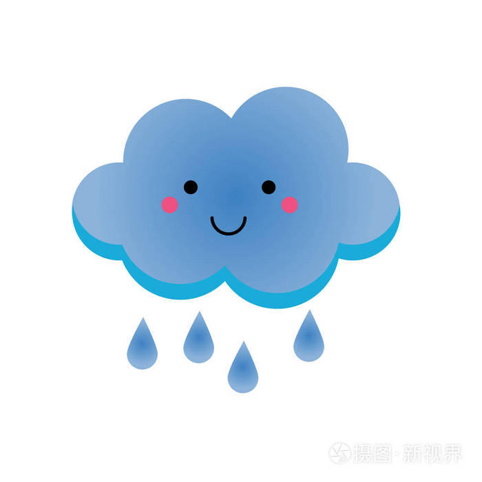 可爱的卡哇伊雨 clowd 字符.对于孩子来说,独立的设计元素矢量图插画-