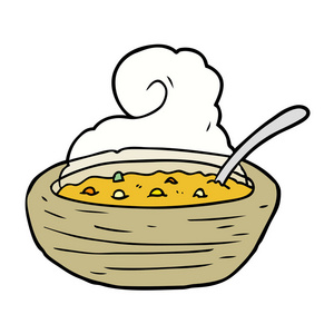 涂鸦炖煮的食物卡通热碗汤照片
