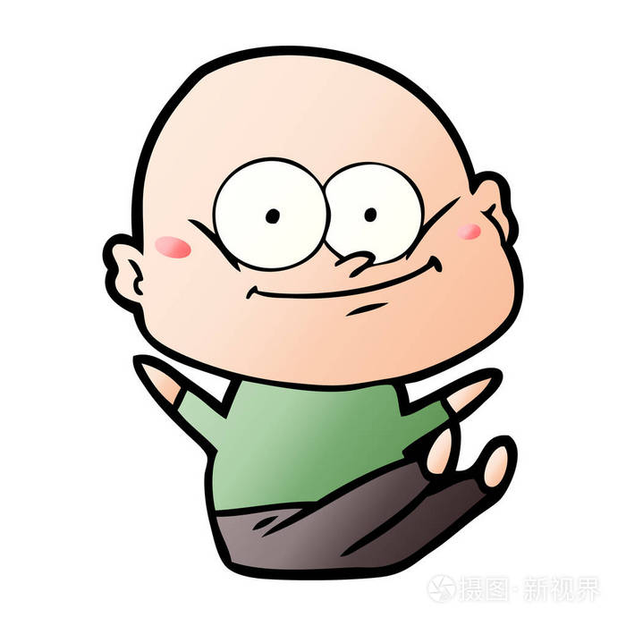 卡通光头男子的矢量插图