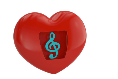 音乐符号在心脏. 3 d 例证