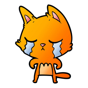 孤立的矢量图卡通哭猫矢量插图可爱的小宝贝小猫哭了哭卡通猫的矢量