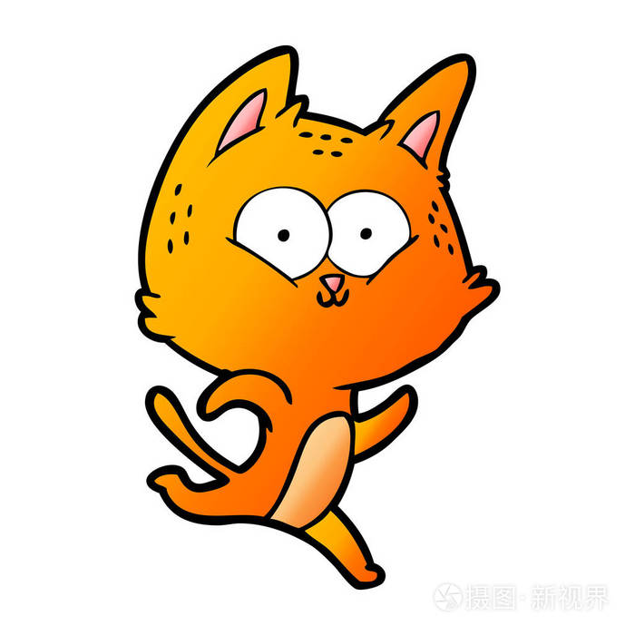 卡通猫跑的矢量图解