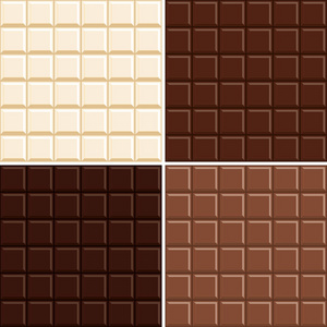 无缝巧克力棒模式背景设置白色, 牛奶, 黑暗和额外的黑暗