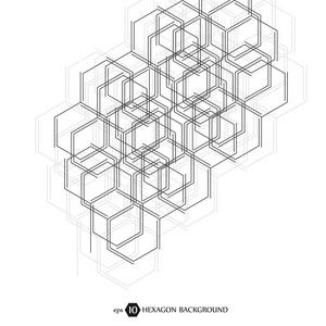 抽象分子背景。六角化学图案。分子科学研究。分子六角形晶格的组成。医学科技设计矢量插画