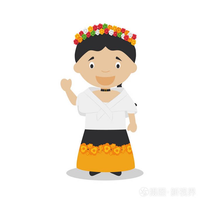 从菲律宾身着传统方式矢量插画的字符.孩子们的世界收藏